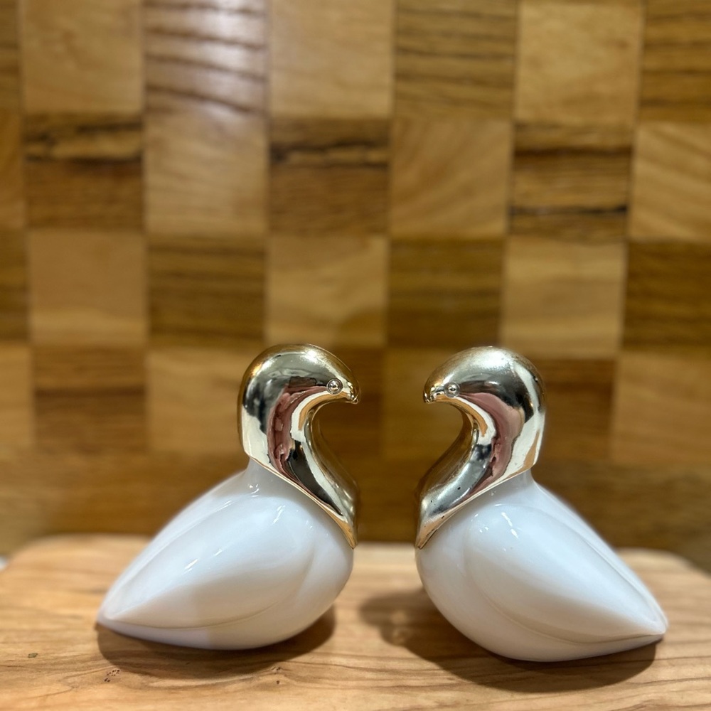 AVON Vintage Love Birds Milk Glass Cologne Decanters